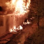 Incendiu puternic la Ciudanovița, pompierii militari au salvat două pisici FOTO
