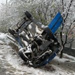 Autoturism fără anvelope de iarnă, răsturnat în Dolj. La volan, un bărbat din Olt – VIDEO