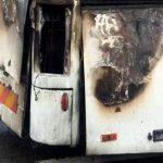 Un autocar cu pasageri a luat foc la Clejani. Pasagerii s-au autoevacuat