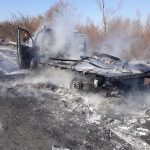 O autoutilitară a ars în totalitate pe Autostrada A1