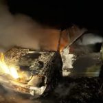 Un autoturism a explodat pe un drum din județul Giurgiu
