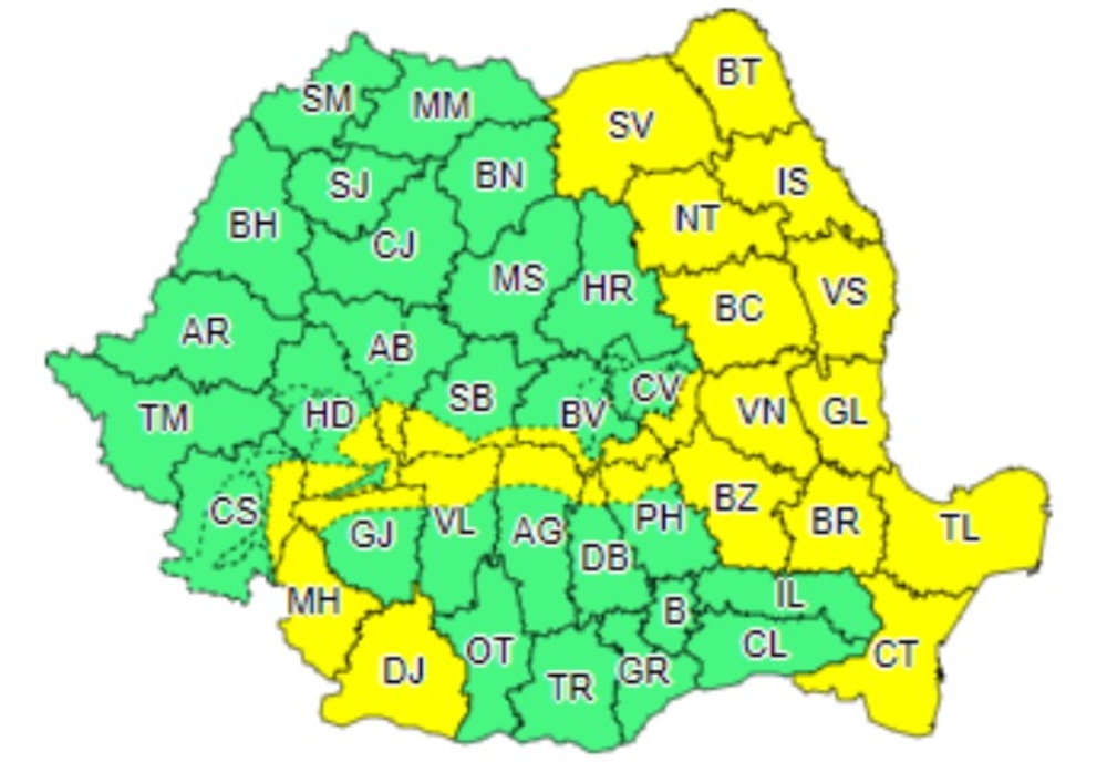 Cod galben de vânt puternic în județul Suceava
