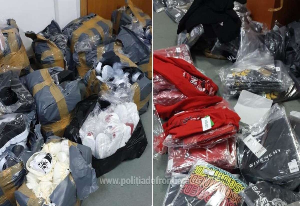 Articole textile și de încălțăminte, susceptibile a fi contrafăcute, confiscate la P.T.F. Giurgiu