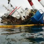 FOTO VIDEO| Operațiunea de ridicare a navei cu oi din Portul Midia a eșuat la două ore după ce a început