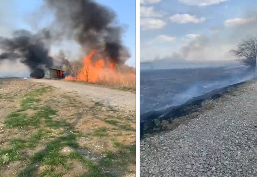 Incendiu puternic la Lacurile Lazuri, în Dâmbovița. Focul a produs pagube importante