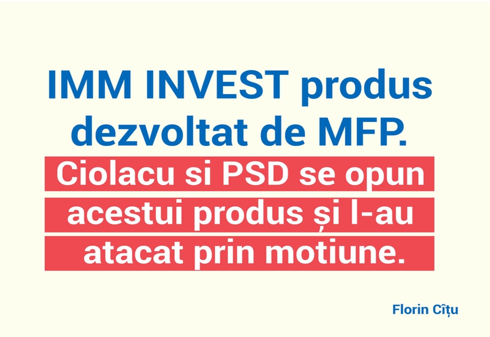 Ministrul Finanțelor, Florin Cîțu, a anunțat că site-ul IMM INVEST a fost refăcut