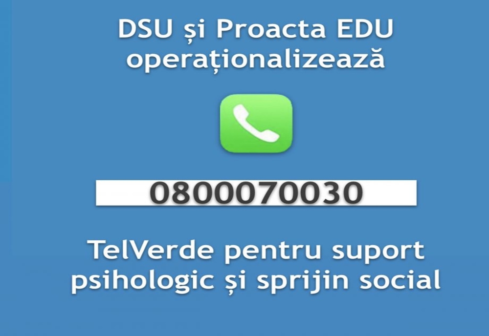 DSU: O nouă linie telefonică de tip TelVerde, pusă la dispoziția cetățenilor pentru suport psihologic și social