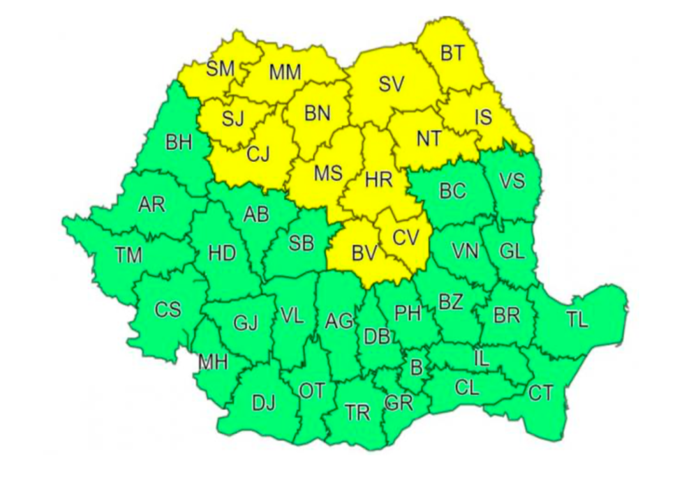 ANM a emis o atenționare cod galben de vânt puternic, valabilă pentru mai multe zone din țară