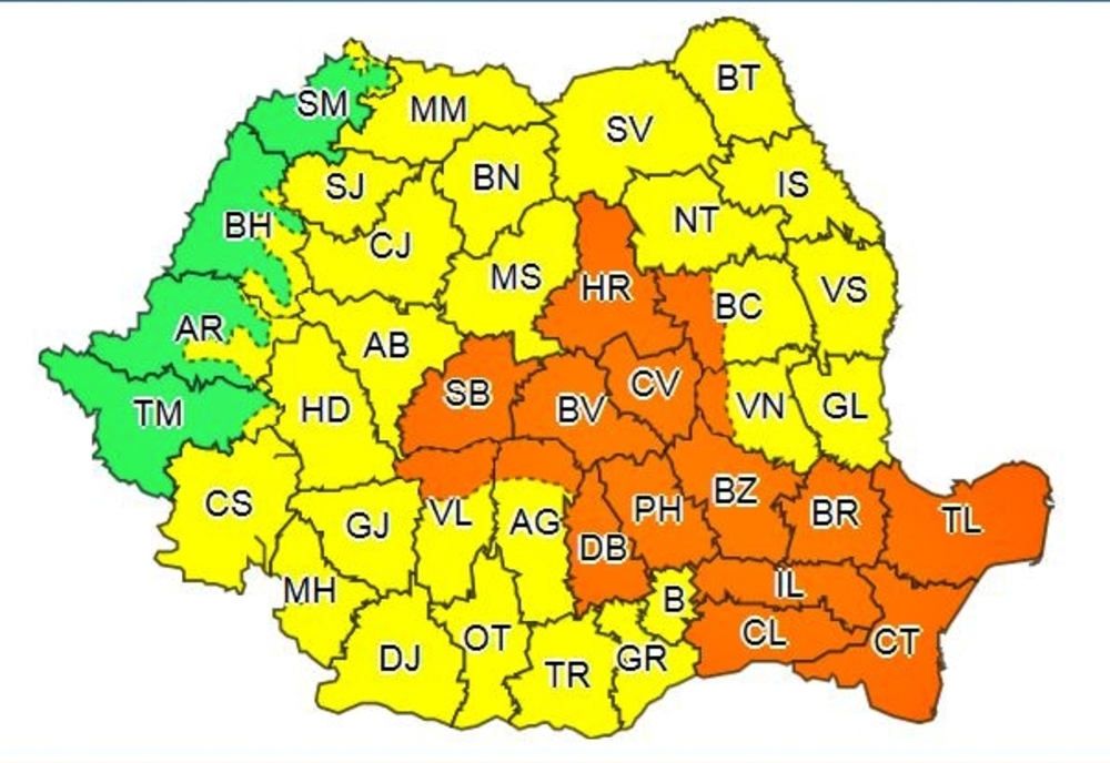 COD GALBEN de instabilitate atmosferică și intensificări ale vântului în mai multe județe din Transilvania, inclusiv în Bistrița-Năsăud
