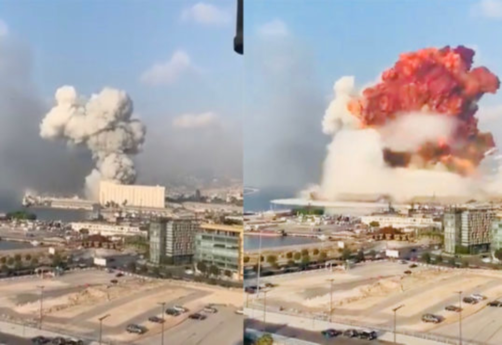 Momente dramatice surprinse de camerele VIDEO în timpul exploziei din Beirut
