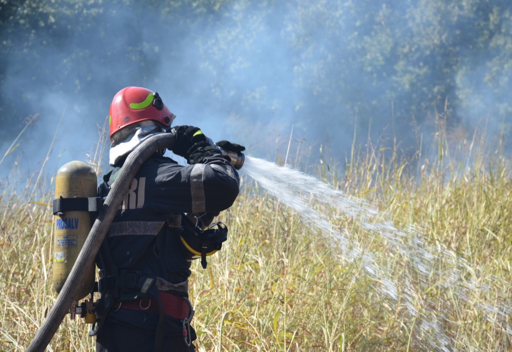 Hectare întregi de miriște, cuprinse de flăcări, în județul Giurgiu. Patru autospeciale de stingere au intervenit