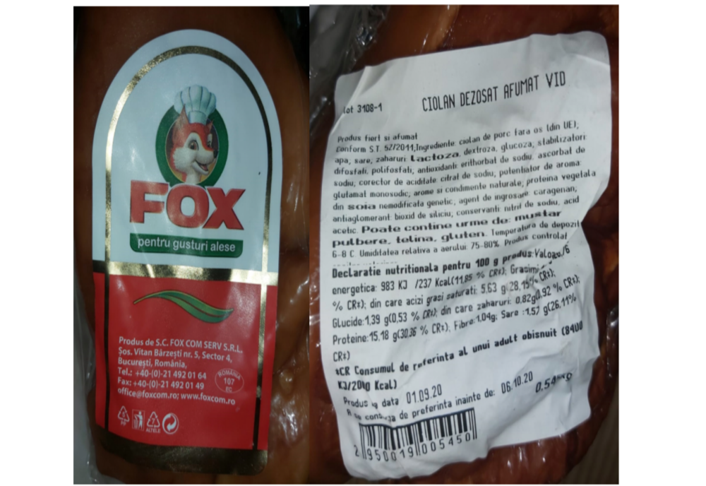 Alertă alimentară. Un tip de CIOLAN AFUMAT distribuit în magazinele Carrefour, conține bacteria Listeria monocytogenes
