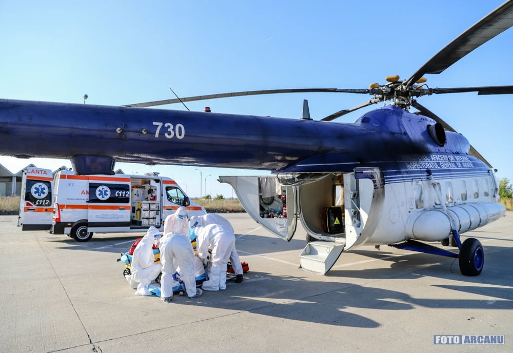 Unul dintre bărbații din Giurgiu infectați cu COVID, transportați cu elicopterul la Iași, a decedat