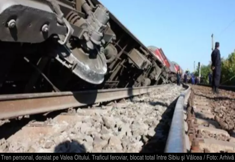 Tren personal, deraiat pe Valea Oltului. Traficul feroviar, blocat total între Sibiu şi Vâlcea