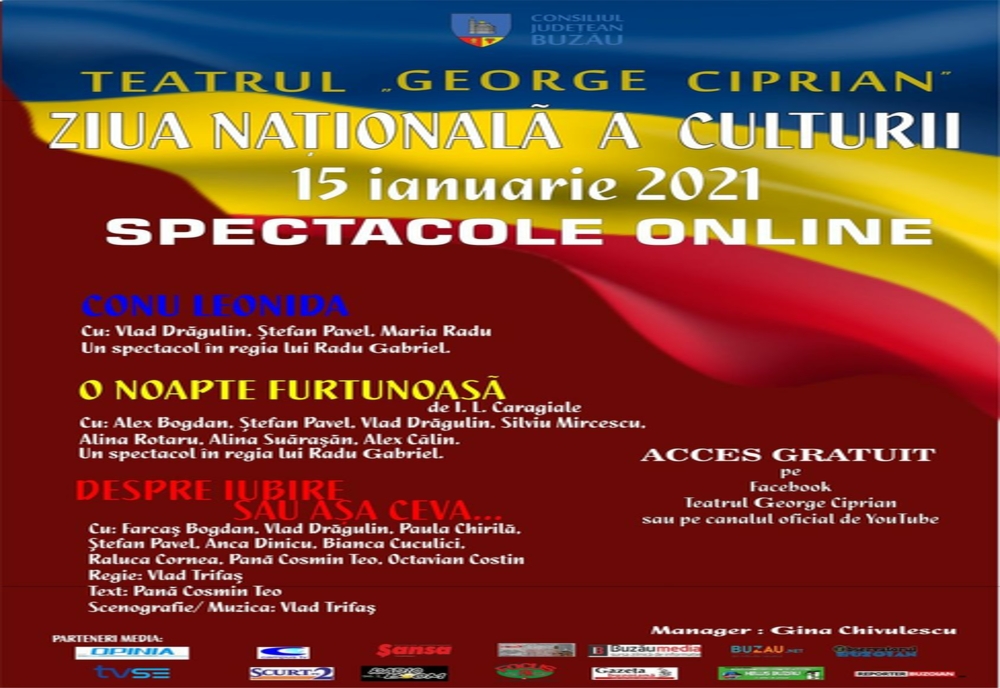 Trei spectacole online ale Teatrul „George Ciprian” din Buzău