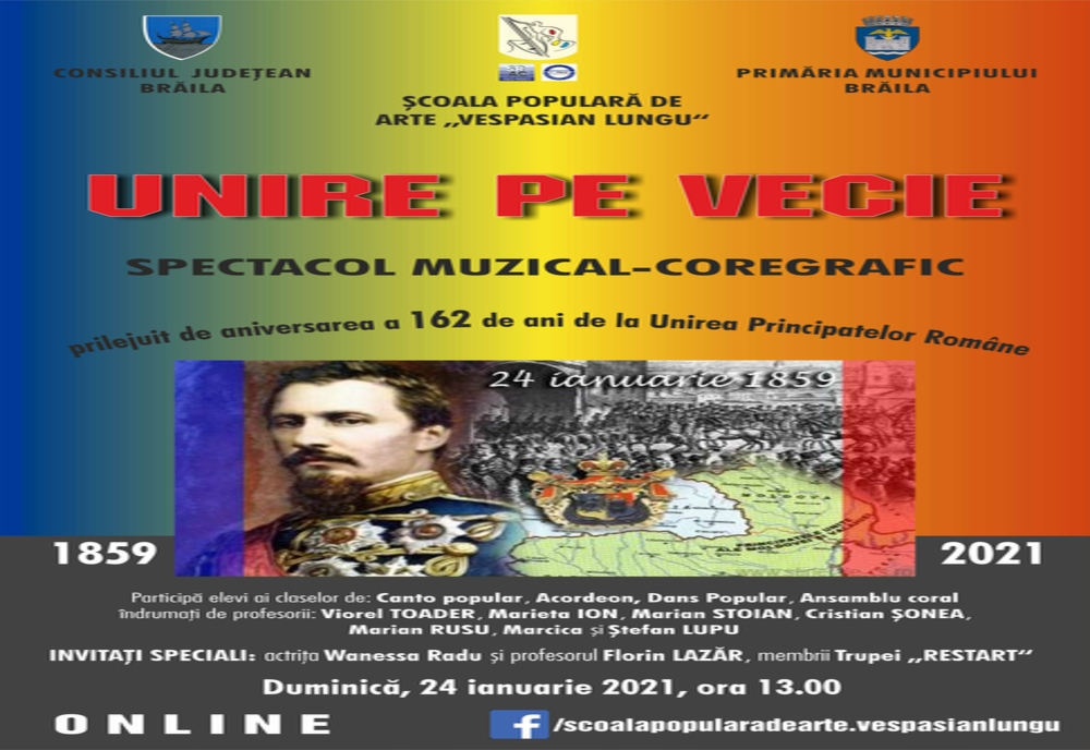 Spectacol dedicat  Unirii Principatelor organizat de Școala Populară de Arte Vespasian Lungu