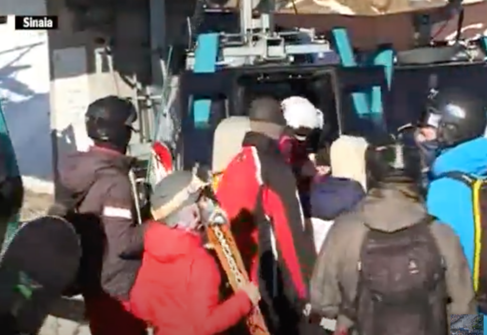 VIDEO – S-au închis instalațiile de transport pe cablu de pe pârtiile din Sinaia – Aglomerație și amenzi pentru nepurtarea măștii