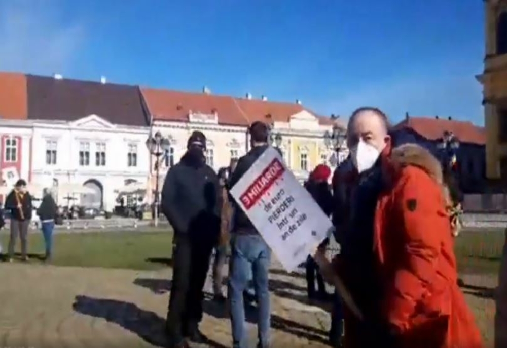 Protest în Piața Unirii din Timișoara, reprezentanții HORECA au ieșit din nou în stradă