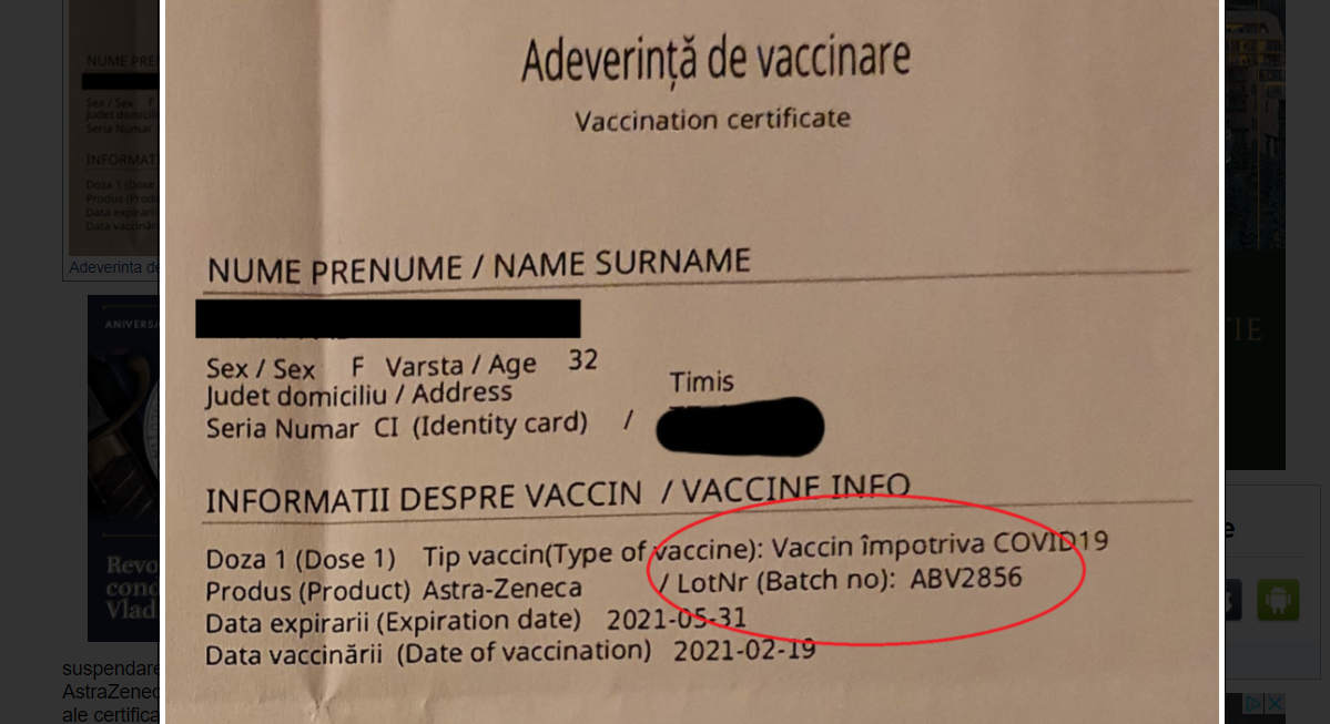 Cine răspunde pentru loturile-problemă de vaccin Astra Zeneca ajuns în România?