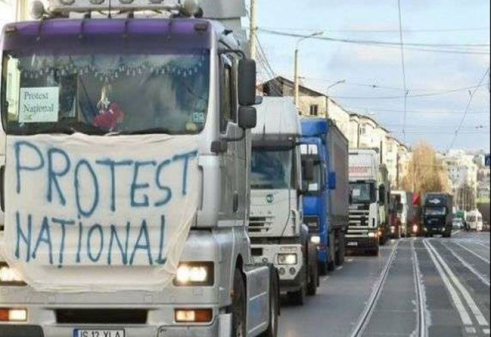 Protest al transportatorilor de marfă în Arad