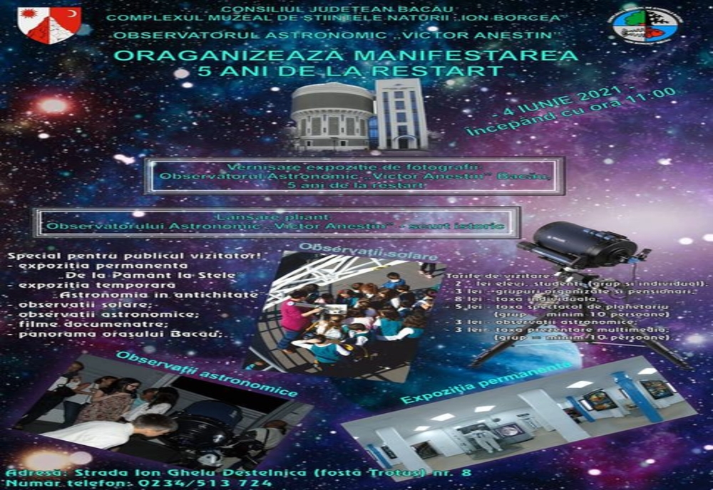 OBSERVATORUL ASTRONOMIC „Victor Anestin” BACĂU – CINCI ANI DE LA RESTART –