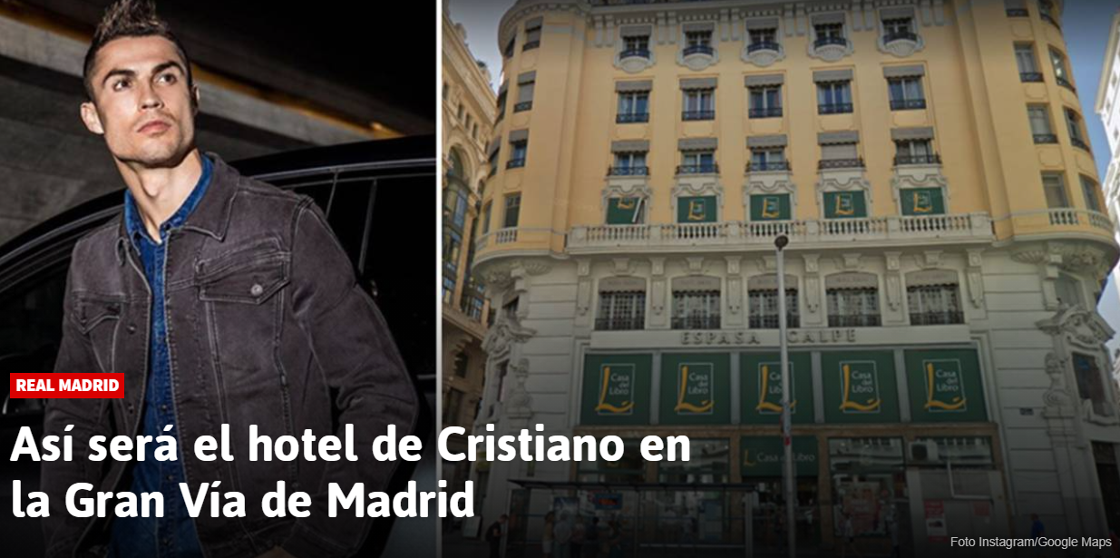 Cristiano Ronaldo revine la Madrid cu un… hotel. ”Pestana CR7 Gran Vía” a costat 13 milioane de euro