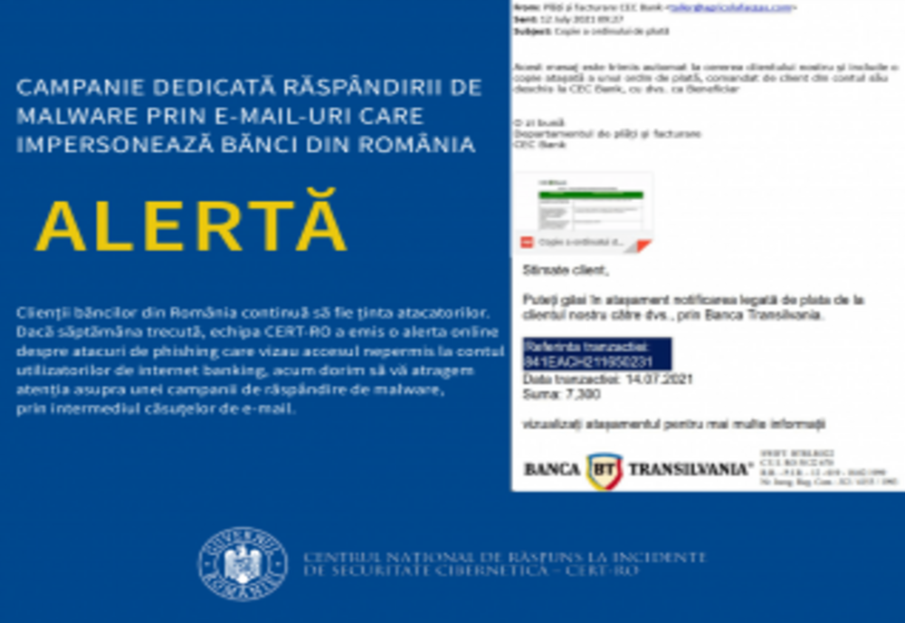 Campanie de infectare cu malware prin folosirea imaginii unor bănci din România