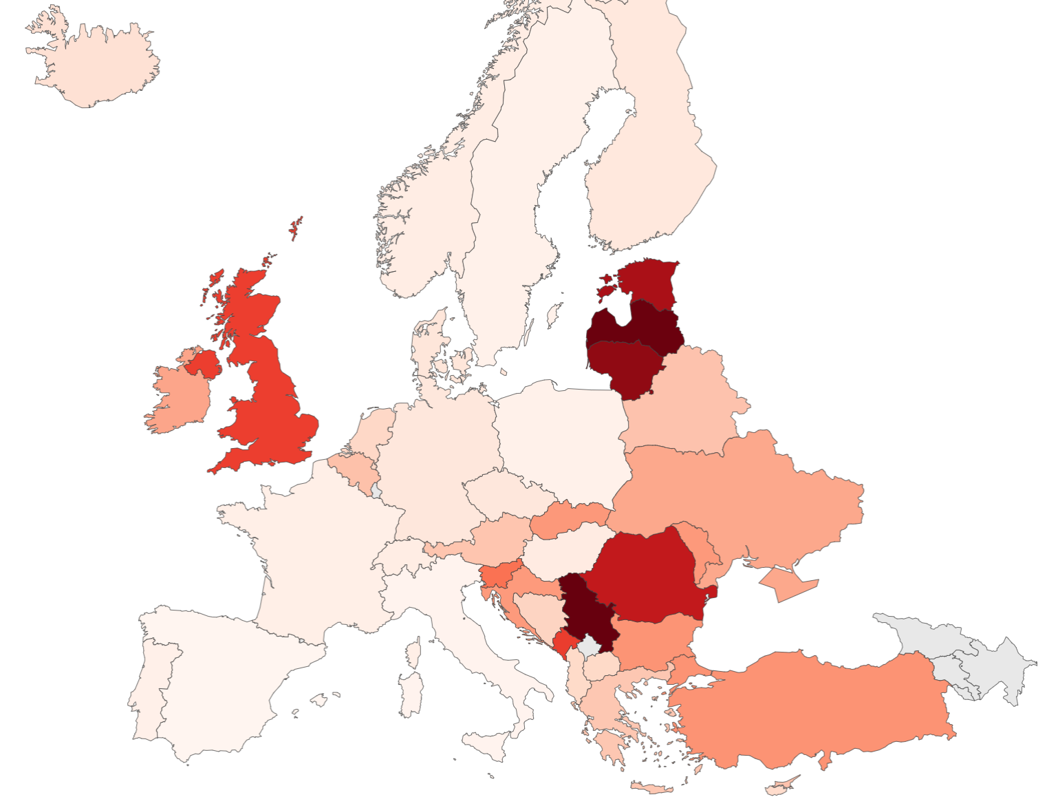 Harta COVID a Europei. România și Rusia – ”roșii” în presa UE. Cum stau Israelul și SUA