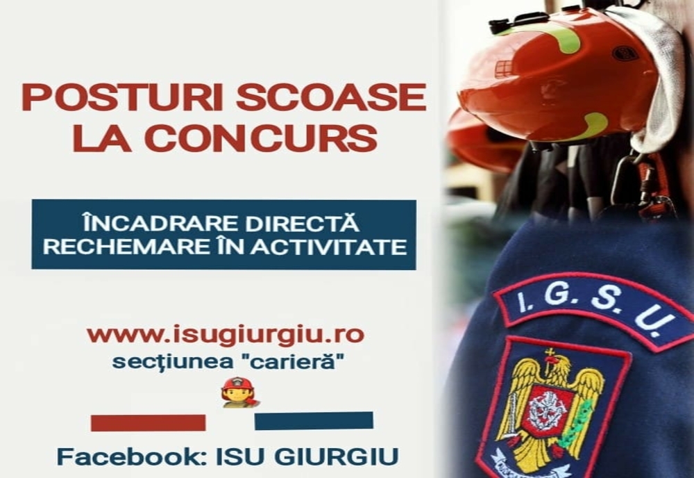 ISU Giurgiu scoate la concurs posturi prin încadrare directă și / sau rechemare în activitate!