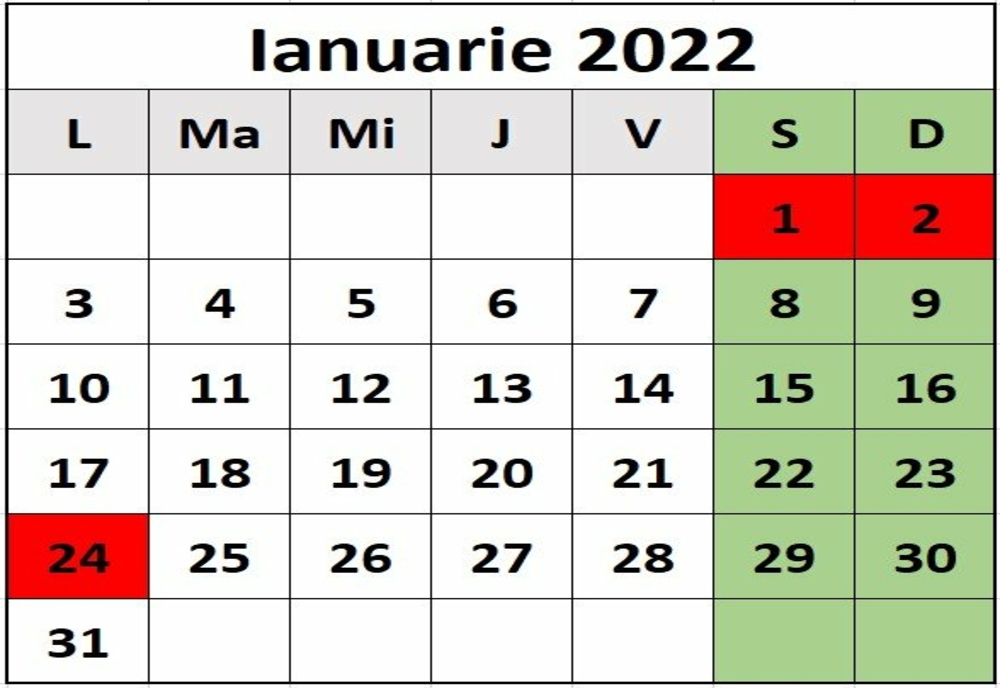 Calendarul zilelor libere legale 2022