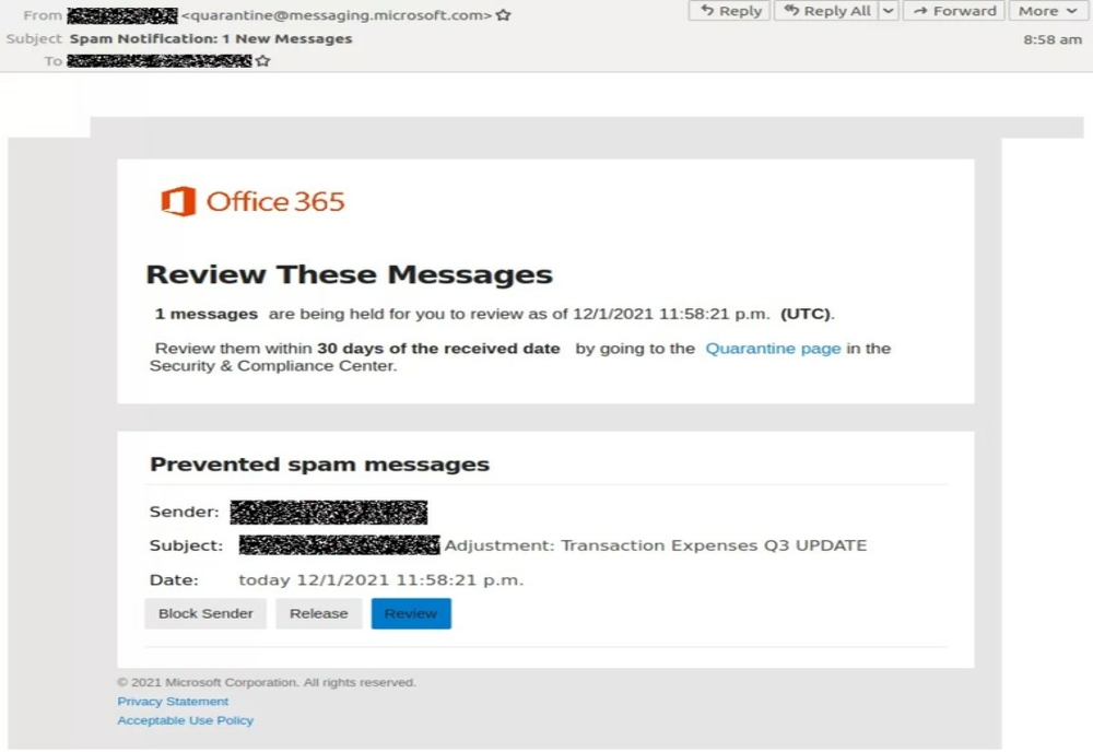 O nouă înșelătorie de phishing Microsoft Office 365 folosește alerte false de spam