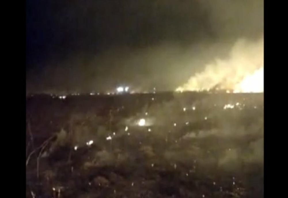 Incendiu violent de vegetaţie, la Valea Călugărească