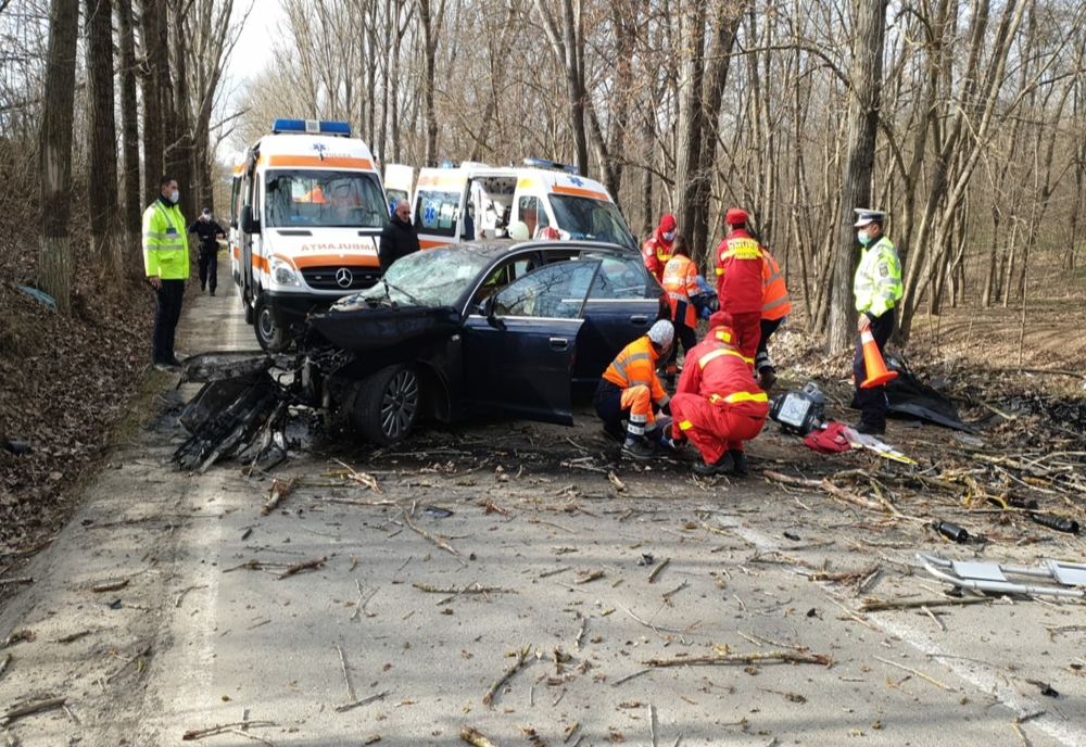 Tragedie pe o șosea din Tulcea: 1 copil și 2 adulți au murit după ce mașina în care se aflau s-a izbit de un copac