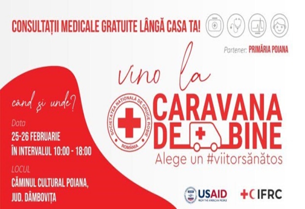 Caravana de bine a Crucii Roșii Române ajunge în Dâmbovița