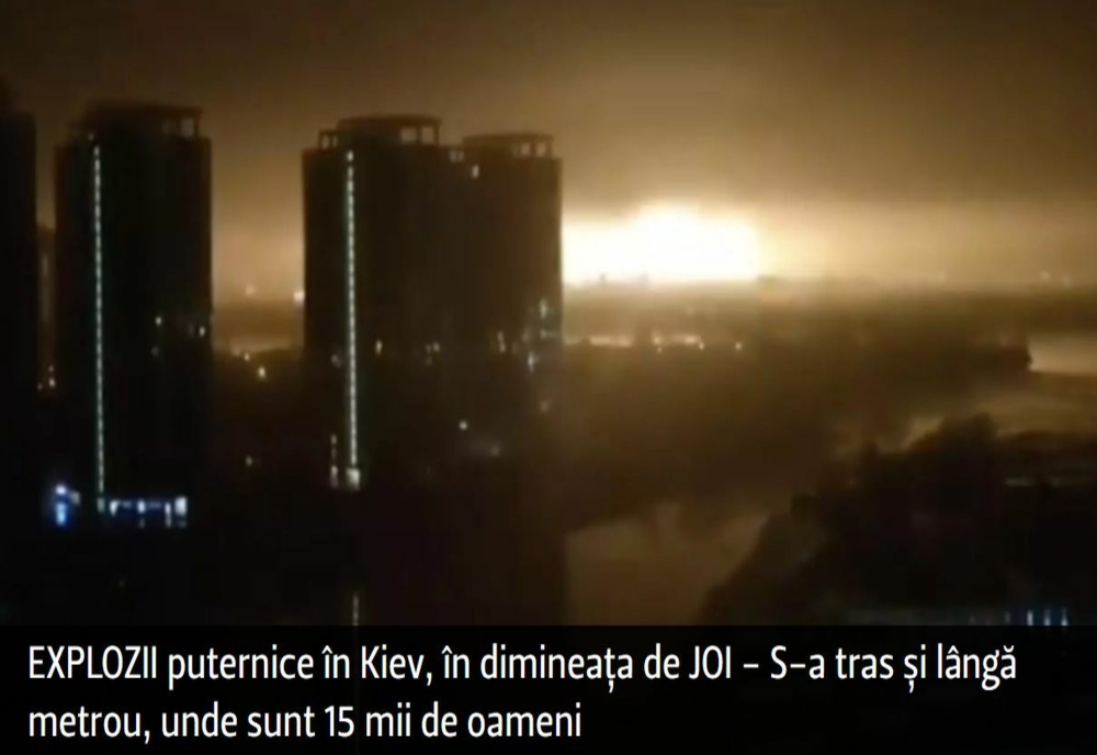 EXPLOZII puternice în Kiev, în această dimineață – S-a tras și lângă metrou, unde sunt 15 mii de oameni – VIDEO