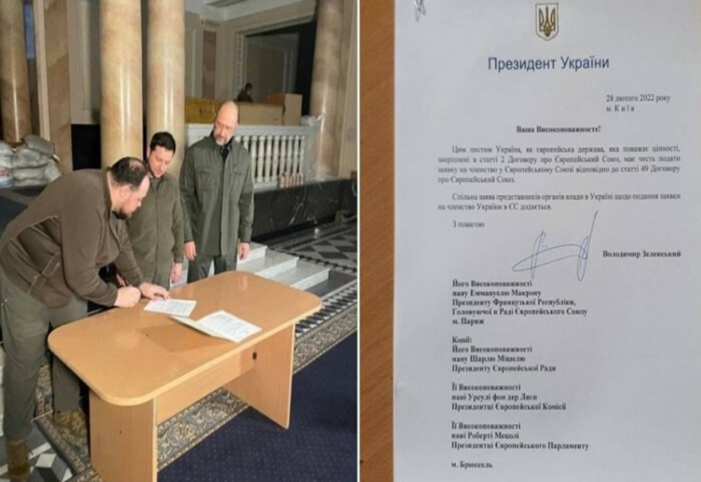 Președintele Ucrainei, Volodimir Zelensky, a semnat cererea de aderare a țării la UE