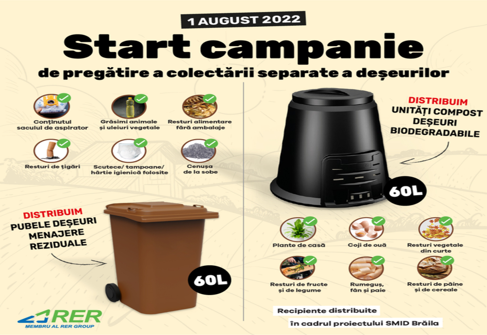 RER Brăila dă startul campaniei de pregătire a colectării separate a deșeurilor