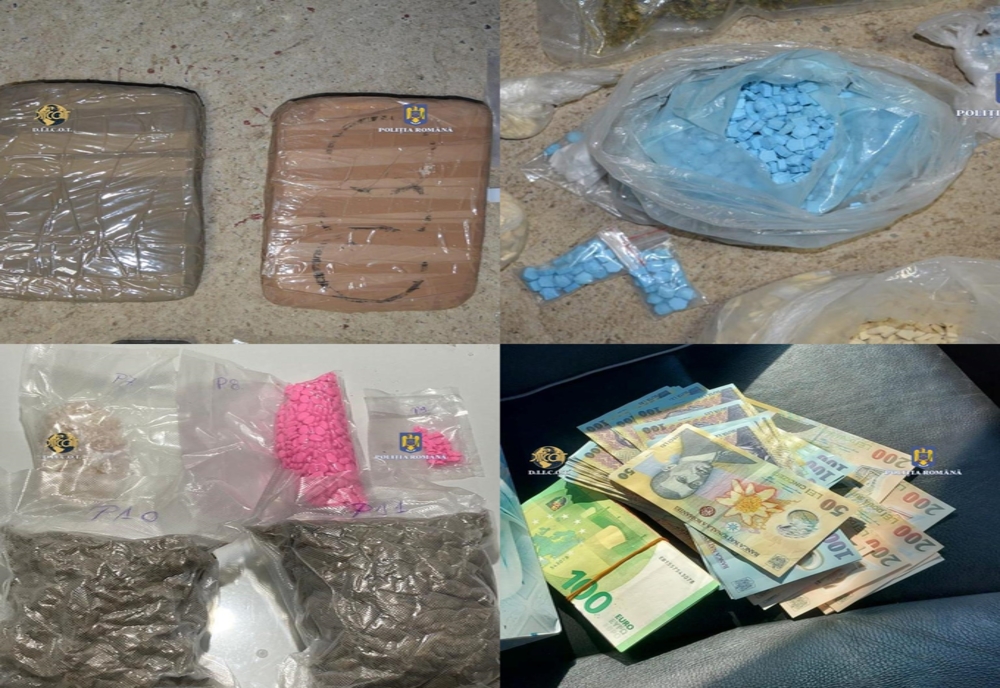 FOTO| Peste 32 kg de droguri, dintre care peste 1,5 kg cocaină și aproape 12 kg cannabis, confiscate de polițiștii și procurorii bihoreni, în urma unor percheziții în Arad! Doi traficanți, arestați preventiv