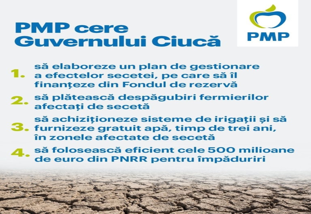 PMP cere măsuri urgente pentru combaterea secetei: „O ţară devastată de secetă şi un Guvern care nu face nimic”
