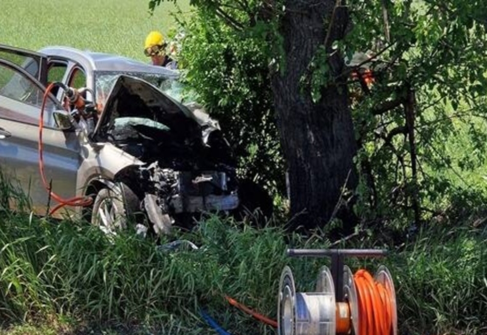 O șoferiță a pierdut controlul volanului și s-a izbit violent de un copac, pe Valea Dâmboviței