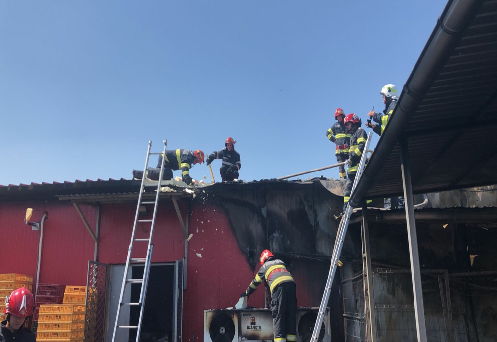 Incendiu uriaș la un depozit comercial din Dâmbovița