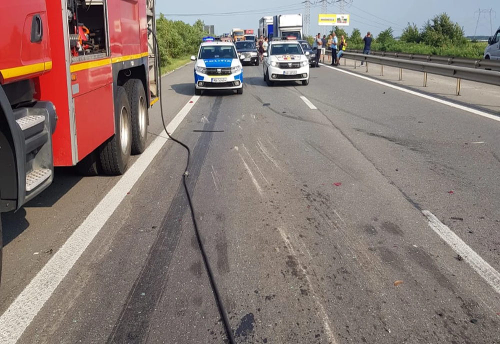 Accident în lanţ pe Autostrada A1 Bucureşti-Piteşti, la kilometrul 31, la Palanca. Trei autoturisme implicate