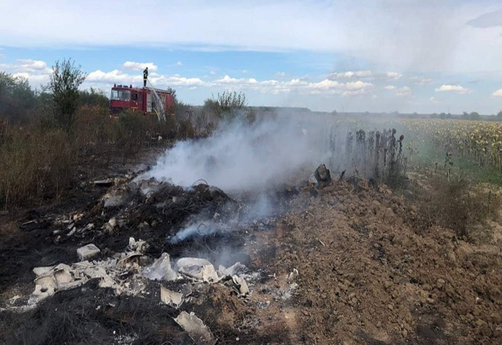 Dâmboviţa. Incendiu violent la Conţeşti Au ars 500 kilograme de deșeuri și 1000mp de vegetație uscată