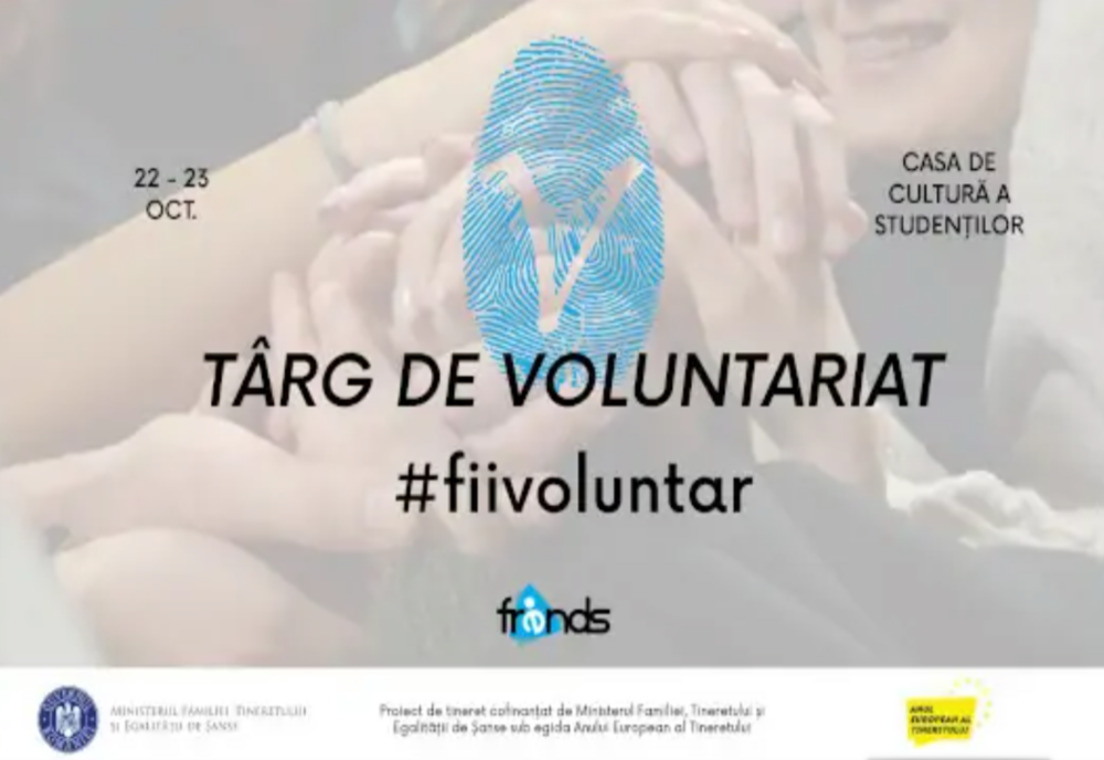 Asociația FRENDS pentru Dezvoltare lansează campania despre voluntariat #fiivoluntar, deschizându-se cu Gala Voluntarilor și Târgul de ONG-uri #fiivoluntar, 21–23 octombrie
