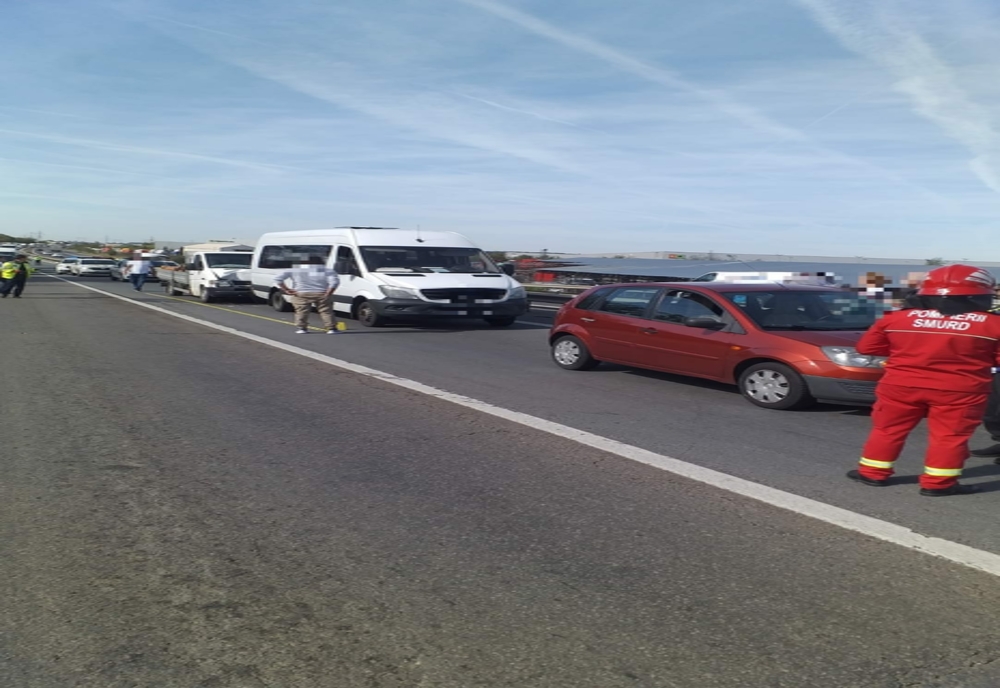 Accident rutier pe Autostrada A1, la Ciorogârla. Trei persoane au avut nevoie de îngrijiri medicale