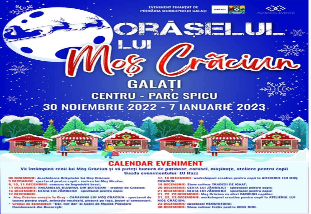 Centrul municipiului Galați devine „Orășelul lui Moș Crăciun”