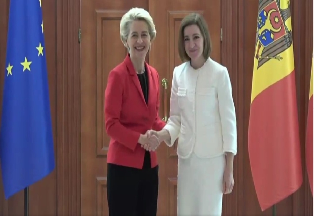 Maia Sandu, la declaraţiile de presă comune cu Ursula von der Leyen: „Mulţumim României datorită căreia astăzi avem curent electric în casele noastre”
