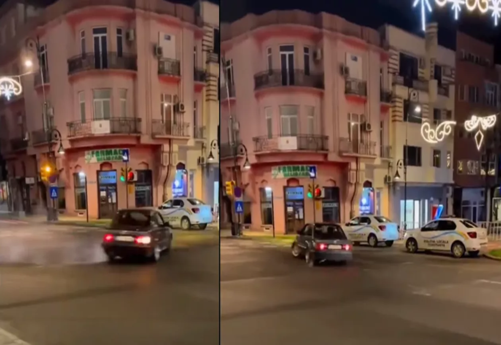 VIDEO Teribilism la Constanța. Drifturi în fața polițiștilor locali
