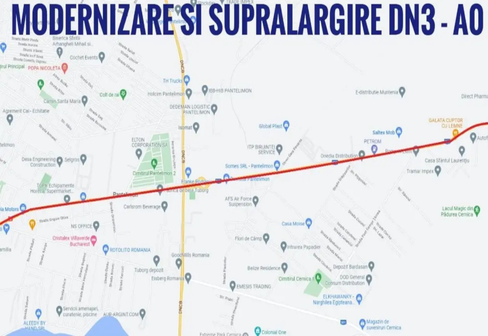 Două noi proiecte de infrastructură rutieră pentru București-Ilfov: lărgirea la 4 benzi a DN3, între Pantelimon și intersecția cu DJ301B, și un sens giratoriu în zona Șindrilița