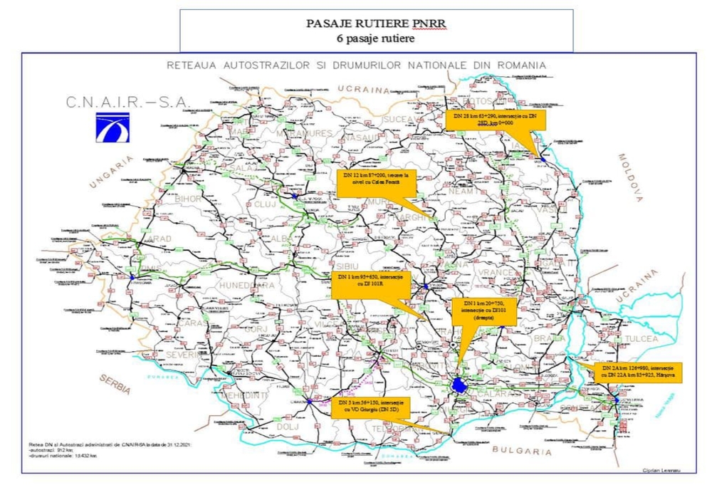 Primele 6 pasaje rutiere pe Drumurile Naţionale, cuprinse în PNRR, au ofertanţi